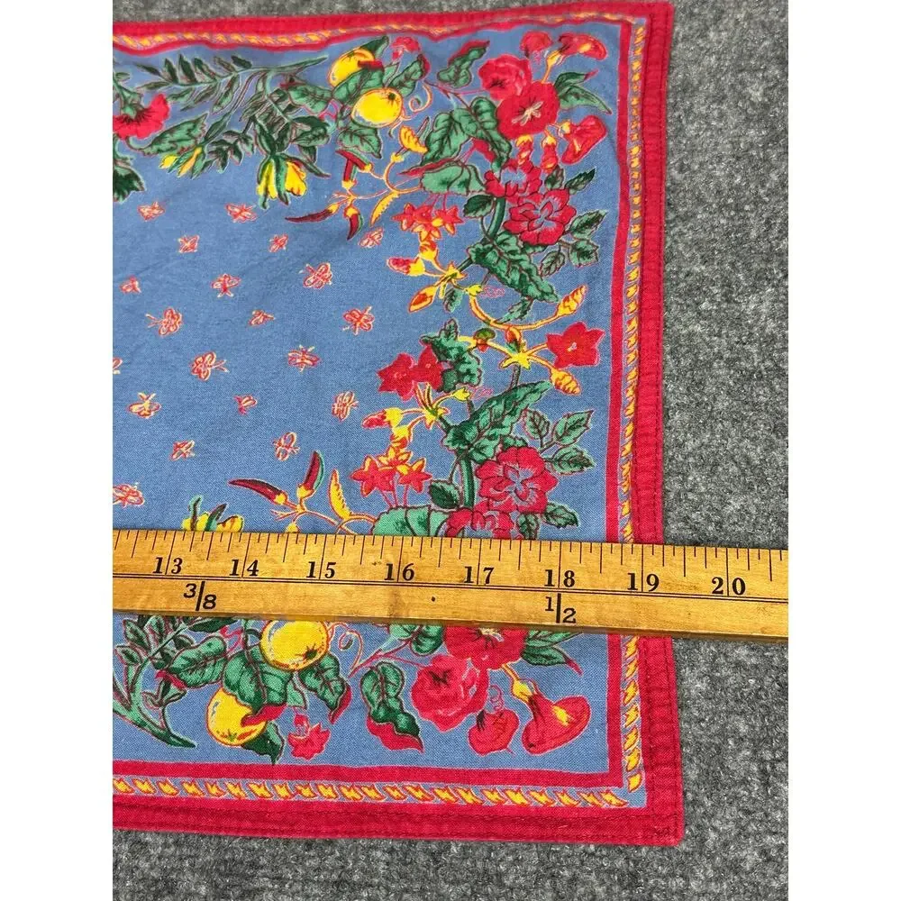Vintage set Williams Sonoma French Country placemats 4 provincial red blue 19”
